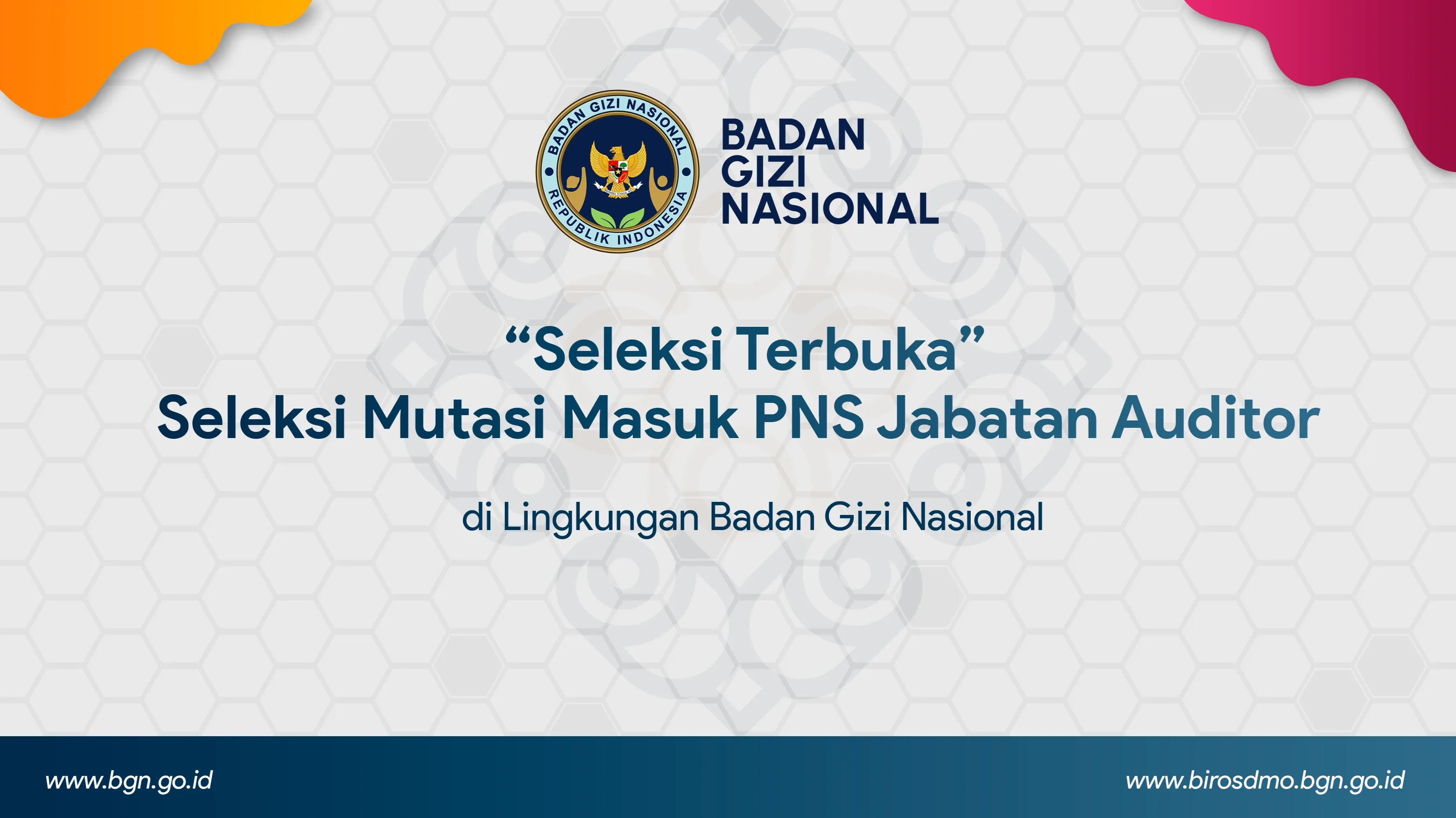 Seleksi Terbuka - Seleksi Mutasi Masuk PNS Jabatan Auditor di Lingkungan Badan Gizi Nasional Merangin